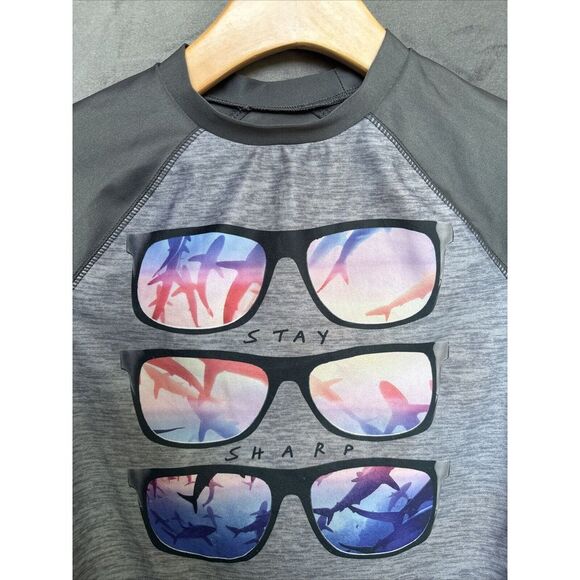 Boy's Swim Top Rash Guard‎ Size 8 Old Navy Shark Print - Picture 3 of 8